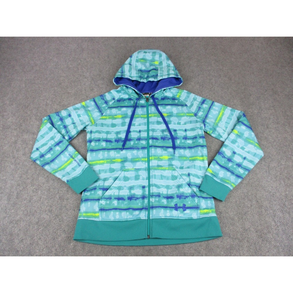 Under Armour Hoodie Womens Small Blue Green Full Zip Hooded Athletic Sweatshirt